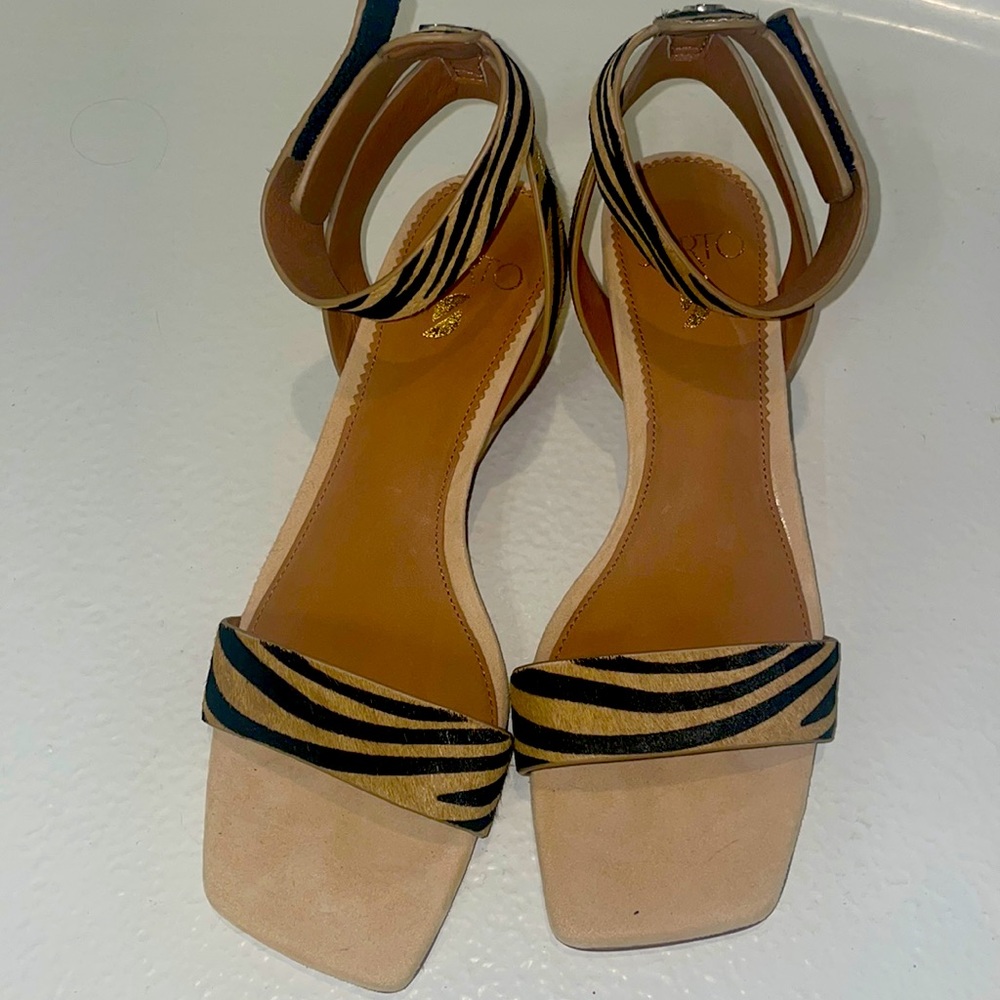 Sarto Cow Hair Ankle Strap Sandals